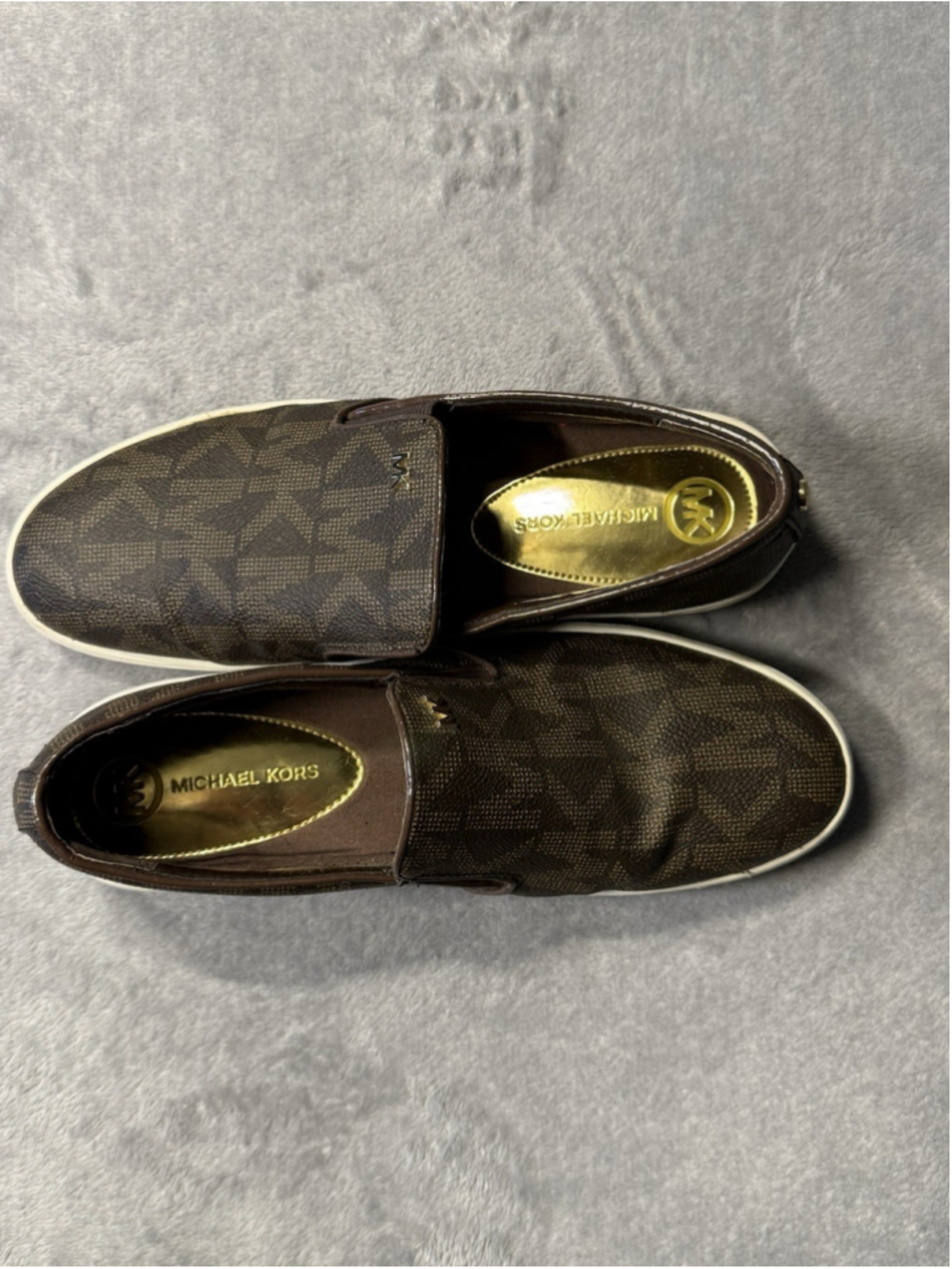 MICHAEL KORS Keaton Women's MK Flat Signature Brown Slip-On Sneakers US Size 7.5